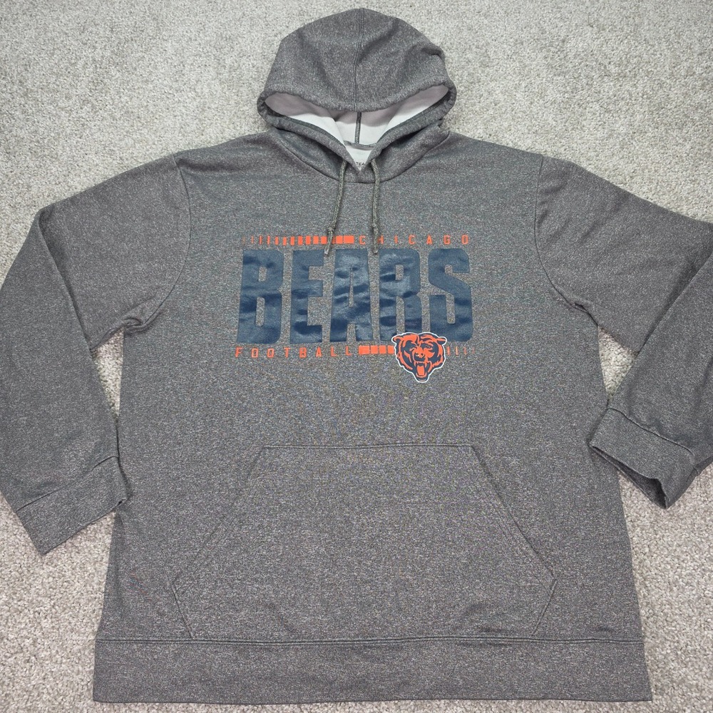 NFL Team Apparel Chicago Bears Mens Large Gray Fleece Hoodie Pullover Sweatshirt